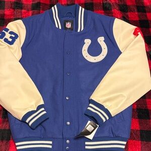 NWT NFL Royal Blue and Cream Colts Letterman Jacket